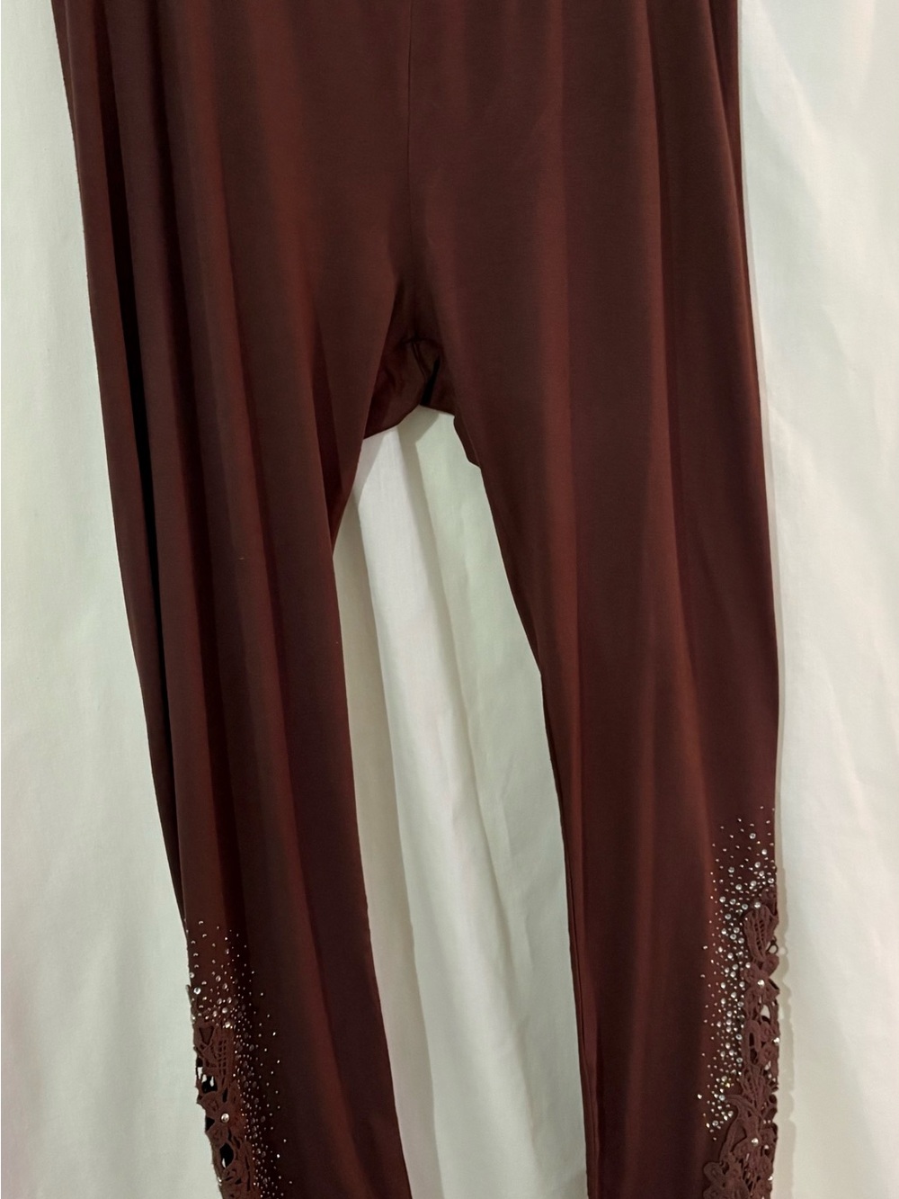 Women's Embellished Brown Stretch Leggings